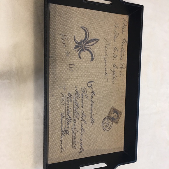 PARIS / FLEUR DE LES THEMED RECTANGULAR WOOD & FABRIC TRAY - Picture 4 of 7